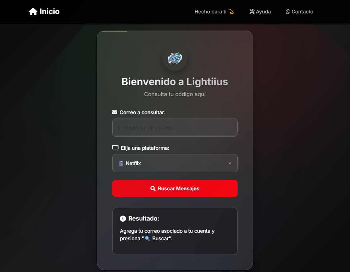 Página del validador de códigos